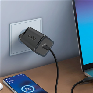 SBS Mini Wall Charger, USB-C, 45 W, melna - Lādētājs