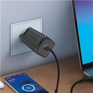 SBS Mini Wall Charger, USB-C, 65 W, melna - Lādētājs