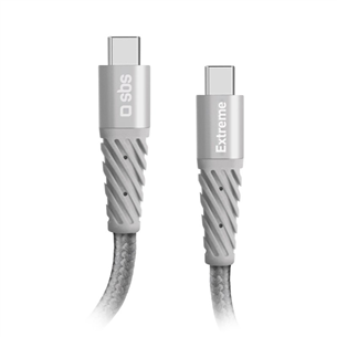 SBS Extreme Charging Cable, USB-C - USB-C, 1,5 m, pelēka - Vads TECABLEUNRELTCCK