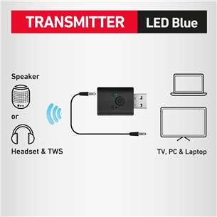 SBS Wireless adpater, USB-A, 3,5 mm, Bluetooth, black - Wireless adapter