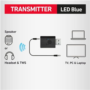 SBS Wireless adpater, USB-A, 3,5 mm, Bluetooth, melna - Bezvadu adapteris