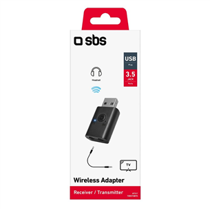 SBS Wireless adpater, USB-A, 3,5 mm, Bluetooth, melna - Bezvadu adapteris