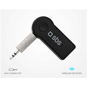 SBS Wireless receiver, 3,5 mm, Bluetooth, melna - Bezvadu uztvērējs