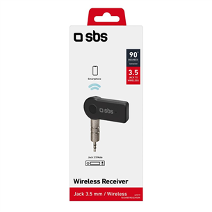 SBS Wireless receiver, 3,5 mm, Bluetooth, melna - Bezvadu uztvērējs