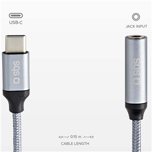 SBS, USB-C - 3,5 mm ligzda, tumši pelēka - Adapteris