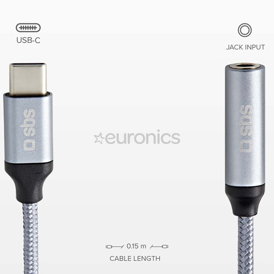 SBS, USB-C - 3,5 mm jack, dark gray - Adapter
