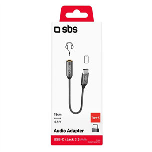 SBS, USB-C - 3,5 mm ligzda, tumši pelēka - Adapteris