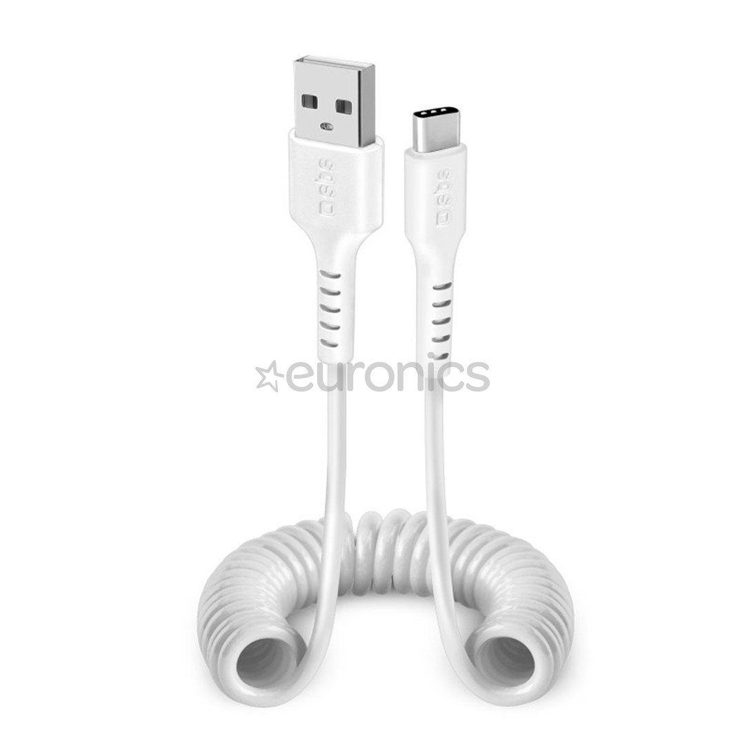 SBS Charging Data Cable, USB-A - USB-C, 1 m, balta - Vads