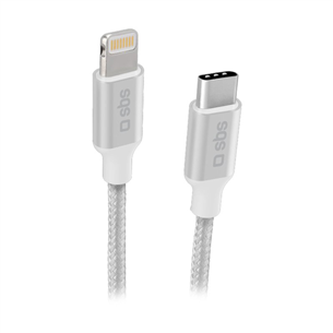 SBS Silver Metal Braided, USB-C - Lightning, sudraba - Vads TECABLELIGTC1BW