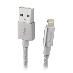 SBS Silver Metal Braided, USB-A - Lightning, серебристый - Кабель