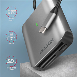 AXAGON CRE-S3C SuperSpeed USB-C UHS-II Reader, dark gray - Memory card reader