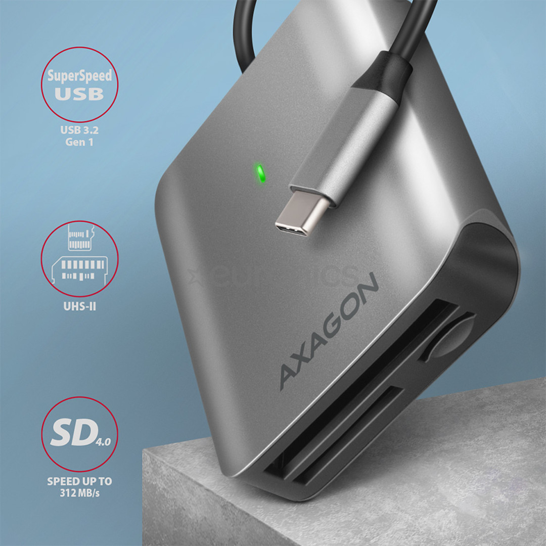 AXAGON CRE-S3C SuperSpeed USB-C UHS-II Reader, dark gray - Memory card reader