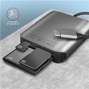 AXAGON CRE-S3C SuperSpeed USB-C UHS-II Reader, tumši pelēka - Karšu lasītājs