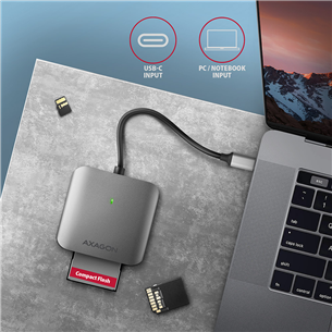 AXAGON CRE-S3C SuperSpeed USB-C UHS-II Reader, темно-серый - Считыватель карт памяти