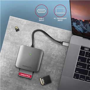 AXAGON CRE-S3C SuperSpeed USB-C UHS-II Reader, tumši pelēka - Karšu lasītājs