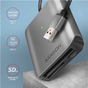 AXAGON CRE-S3 SuperSpeed USB-A UHS-II Reader, dark gray - Memory card reader