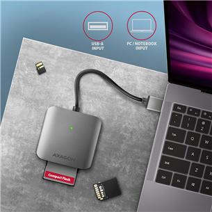 AXAGON CRE-S3 SuperSpeed USB-A UHS-II Reader, tumši pelēka - Karšu lasītājs