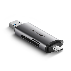 AXAGON CRE-SAC SuperSpeed USB-C / USB-A Card Reader, tumši pelēka - Karšu lasītājs