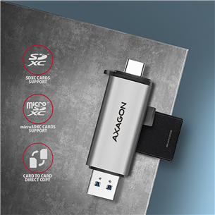 AXAGON CRE-SAC SuperSpeed USB-C / USB-A Card Reader, tumši pelēka - Karšu lasītājs