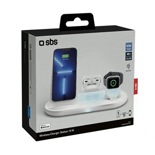 SBS Qi Wireless 3-in-1, balta - Bezvadu lādētājs