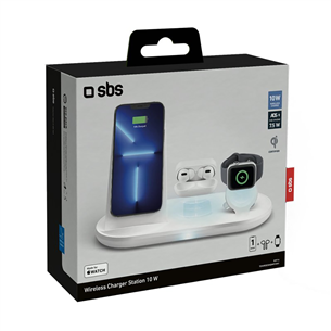 SBS Qi Wireless 3 в 1, белый - Зарядная док-станция