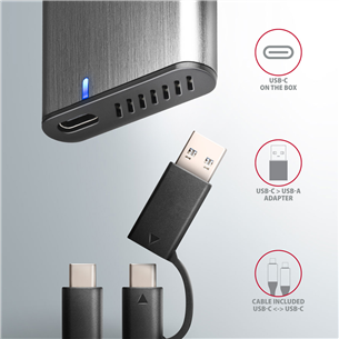 Axagon EEM2-SG2 Raw Box, USB-C, M.2 NVME, SATA, silver - SSD case