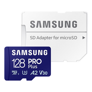 Samsung PRO Plus, 2023, microSDXC, 128 GB, blue - Memory card and adapter