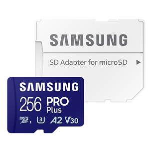 Samsung PRO Plus, 2023, microSDXC, 256 GB, blue - Memory card and adapter MB-MD256SA/EU