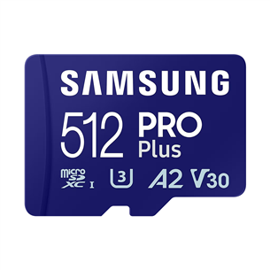 Samsung PRO Plus, 2023, microSDXC, 512 GB, blue - Memory card and adapter