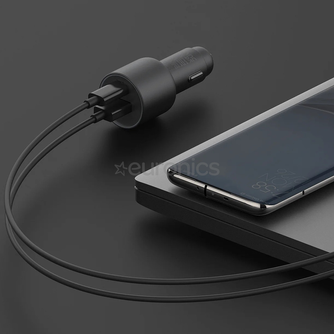 Xiaomi 67 W Car Charger, USB-A, USB-C, melna - Auto lādētājs
