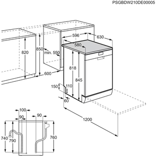 Electrolux 600 SatelliteClean, 14 komplekti, platums 60 cm, balta - Trauku mazgājamā mašīna