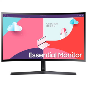 Samsung Essential, 24'', Full HD, 75 Hz, LED VA, melna - Izliekts monitors