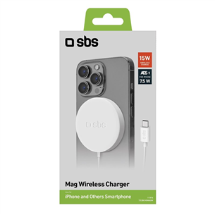 SBS Wireless Charger, 15 W, MagSafe, balta - Bezvadu lādētājs