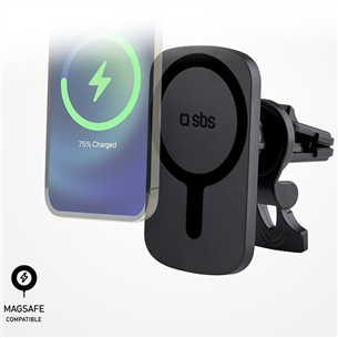 SBS MagCharge, 7.5 W, MagSafe, pagriežams par 360°, melna - Bezvadu auto lādētājs