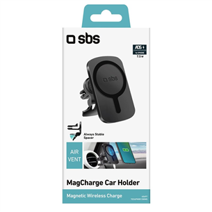 SBS MagCharge, 7,5 Вт, MagSafe, вращение на 360°, черный - Автомобильный держатель для телефона / беспроводное зарядное устройство
