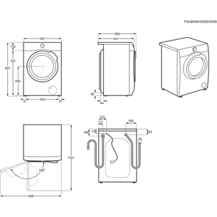 AEG 7000 Series, 9 kg / 6 kg, depth 63.1 cm, 1600 rpm - Washer-Dryer Combo