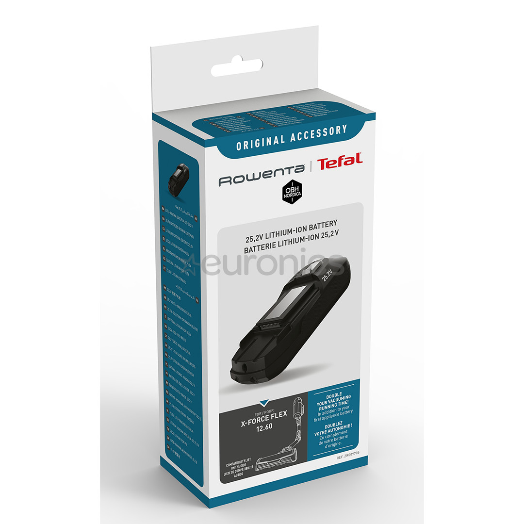 Tefal X-Force Flex 12.60, 25.2 V - Maiņas akumulators bezvadu putekļu sūcējam