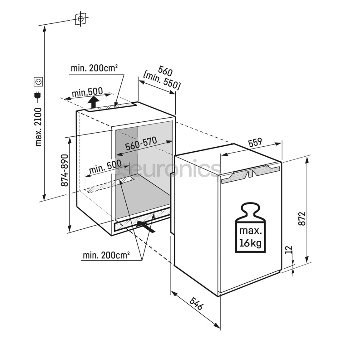 Liebherr, 118 L, height 88 cm - Built-in refrigerator