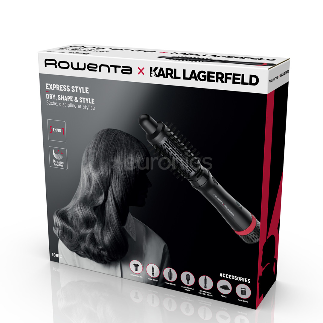 Rowenta x Karl Lagerfeld Express Style, 800 Вт, черный - Фен-щетка