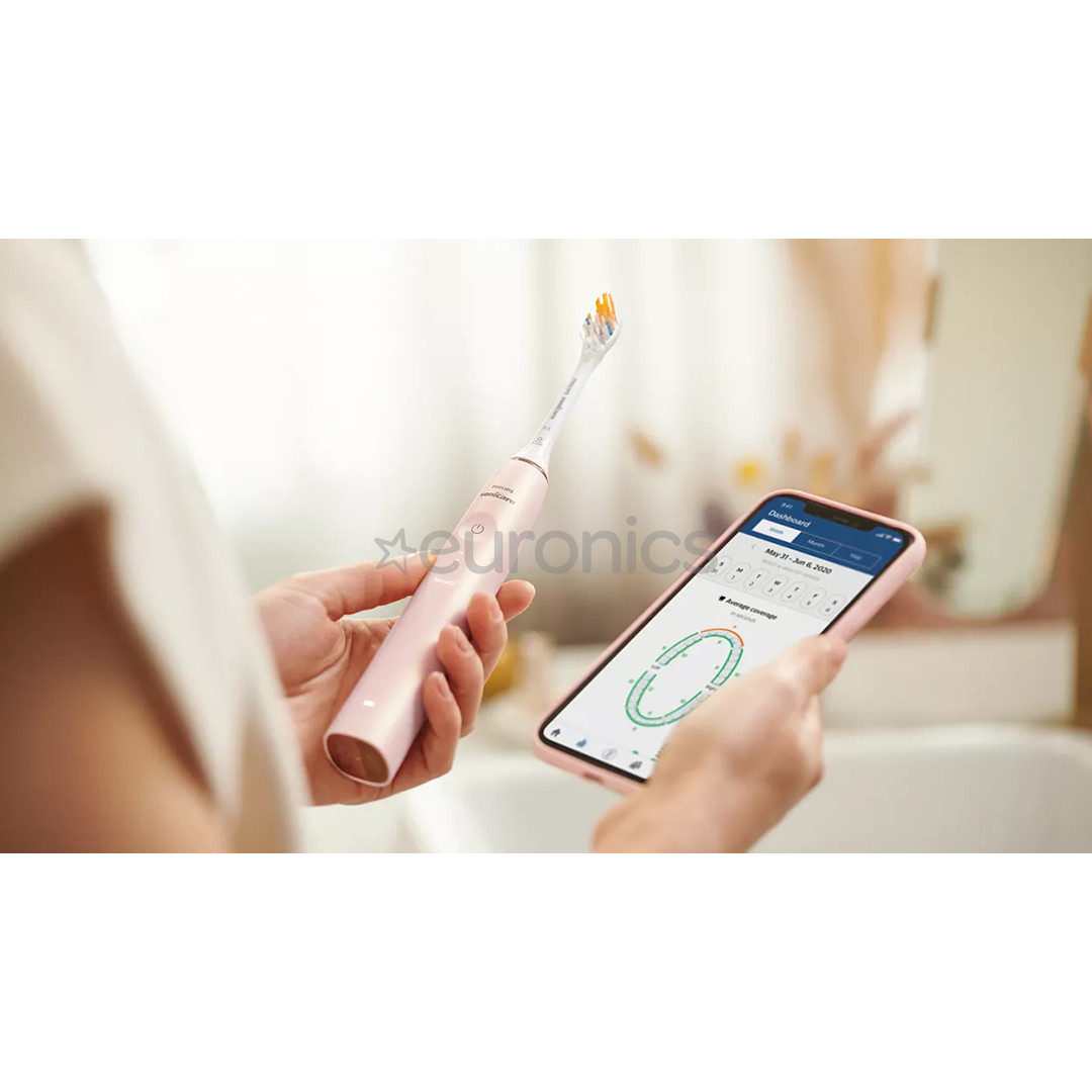 Philips Sonicare 9900 Prestige SenseIQ, розовый - Электрическая зубная щетка + футляр