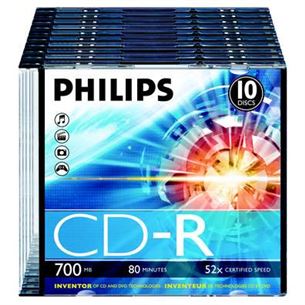 CD-R diski Philips slim, 10 gab.