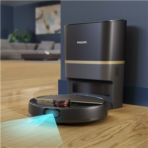 Philips HomeRun 7000 Aqua, Wet & Dry, melna - Robots putekļu sūcējs