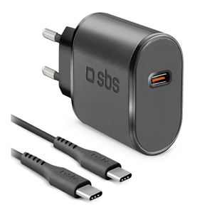 SBS Wall Charger Kit, USB-C, 15 W, melna - Lādētājs