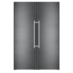 Liebherr, 387 L + 278 L, height 186 cm, black - Cooler + Freezer