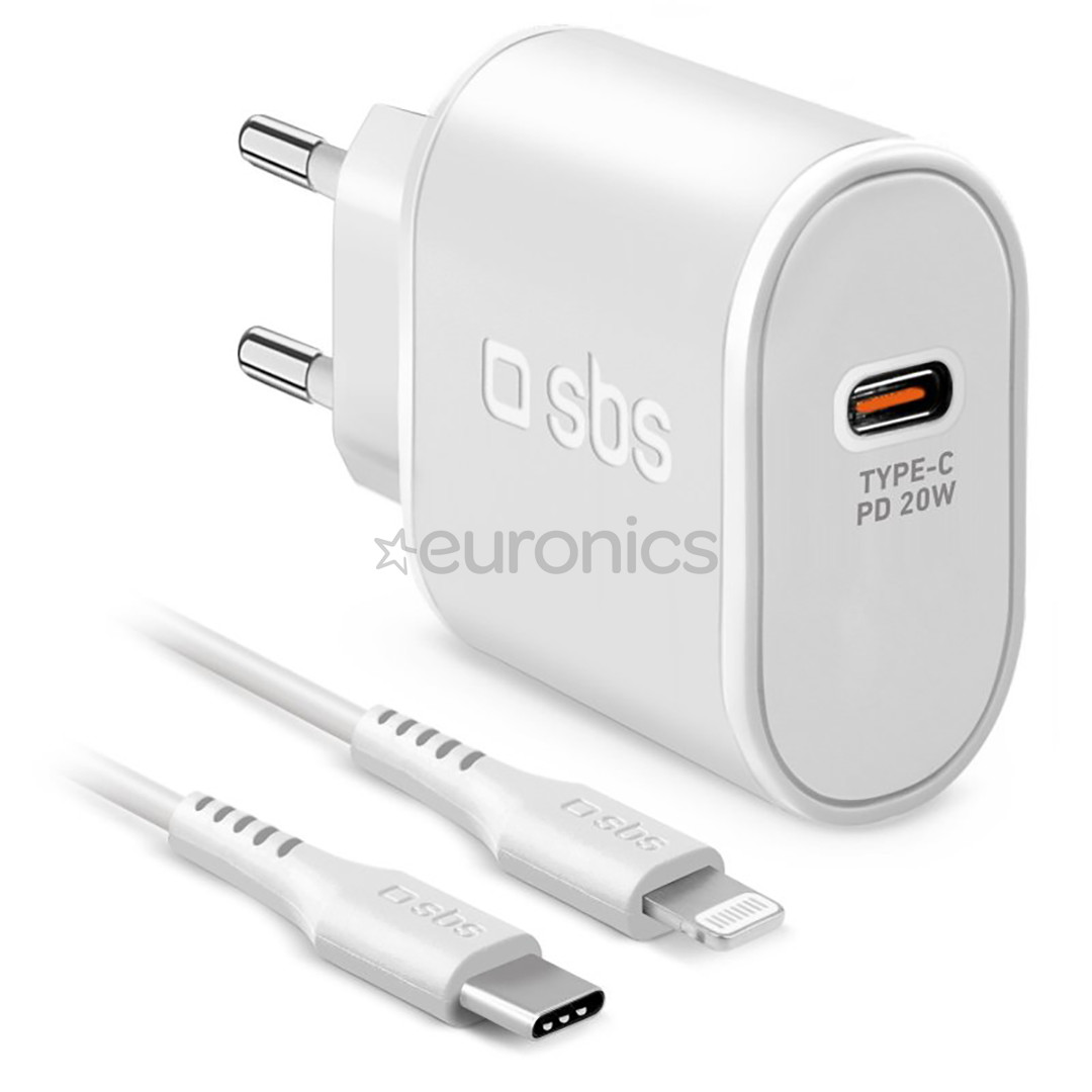 SBS, USB-C, Lightning, 20 W, balta - Lādētājs