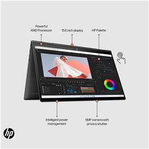 HP ENVY 15 x360 Laptop 15-ew0003ny, 15.6'', FHD, i5, 16 GB, 512 GB, ENG, melna - Portatīvais dators