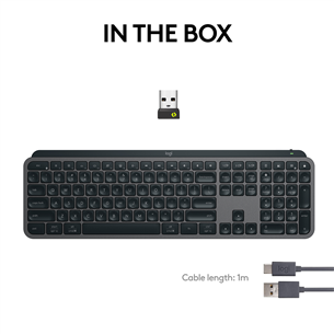 Logitech MX Keys S, US, melna - Bezvadu klaviatūra