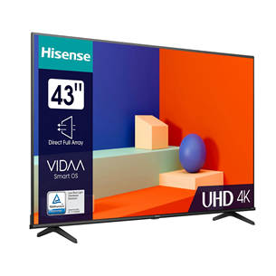Hisense A6K, 43'', Ultra HD, LED LCD, feet stand, black - TV