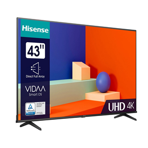 Hisense A6K, 43'', Ultra HD, LED LCD, sānu statīvs, melna - Televizors