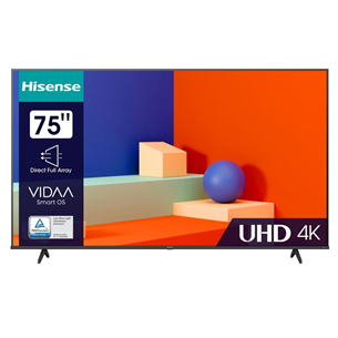 Hisense A6K, 75'', Ultra HD, LED LCD, sānu statīvs, melna - Televizors